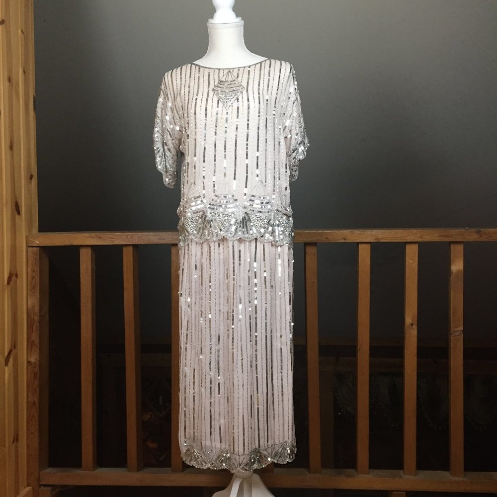 Vintage Swee Lo 100% Silk Sequin And Beaded Outfit